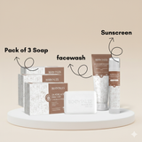 2% Kojic Acid Complete Brightening Combo | Soap (Pack of 3) + Facewash 100g + Sunscreen 50g